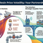 Podcast - Navigating Resin Volatility With Strategic Partnerships Infographic depicting navigating resin price swings and supply chain challenges with a proven partner