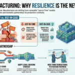 Podcast - Just in Case Replaces Just in Time Infographic depicting why resilience is the new Manufacturing currency