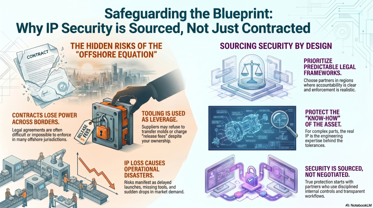 Infographic showing how offshoring can pose IP risks for OEMs