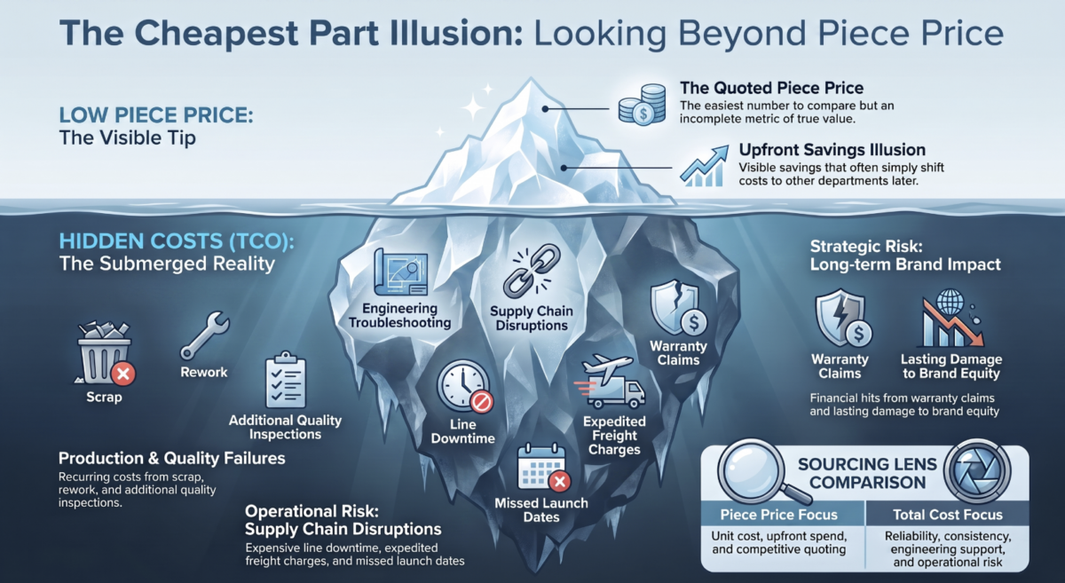 Infographic depicting the hidden risk of lowest price related to true cost